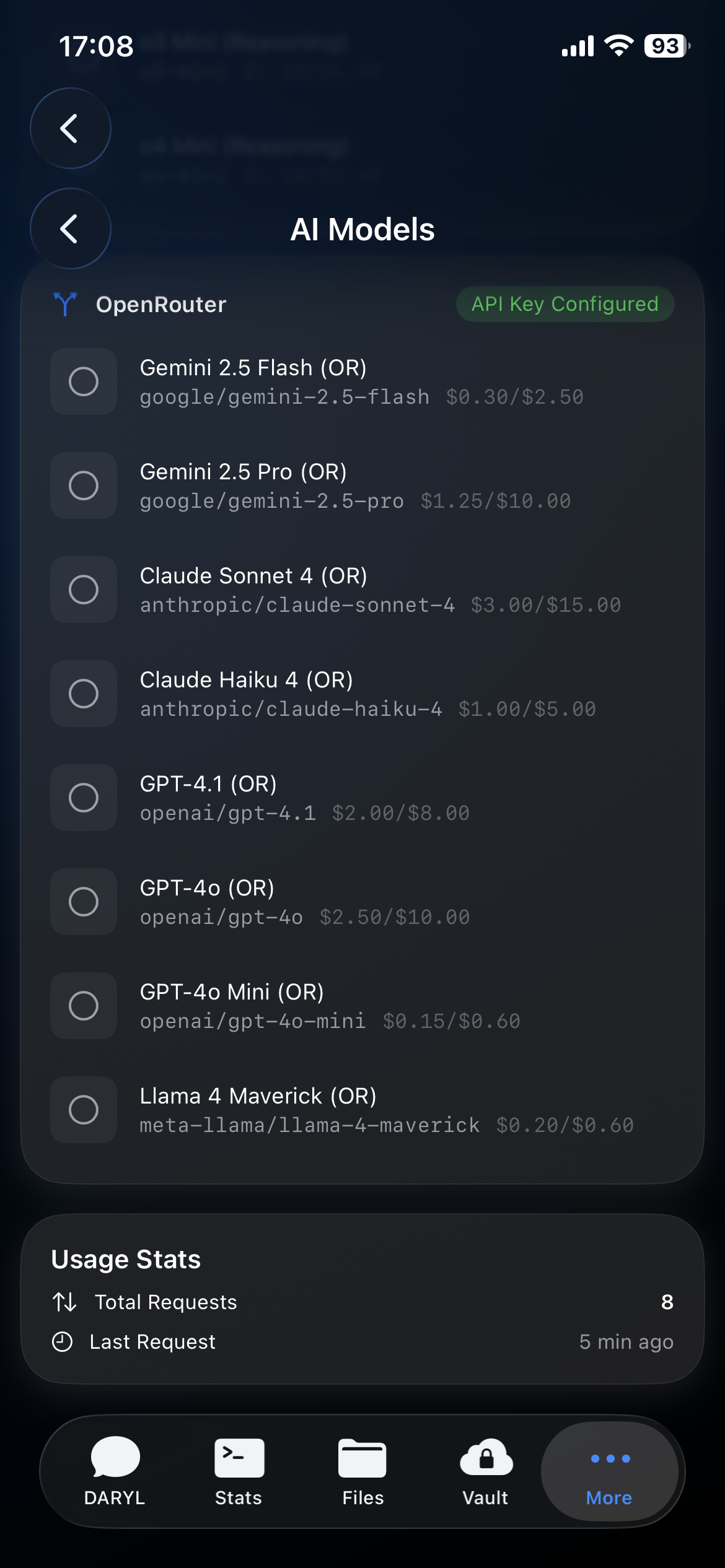 G-Claw AI Engine — Google, Anthropic, OpenAI, and OpenRouter models all accessible from one unified interface